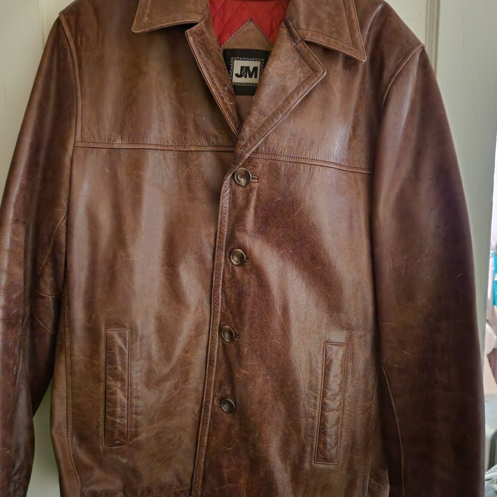 Vintage Distressed Brown Mens Genuine Leather Jacket